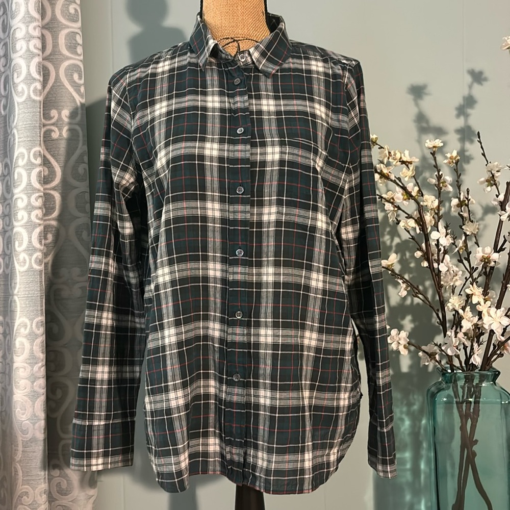 J Crew Tartan Plaid Boy Fit Button Down Shirt